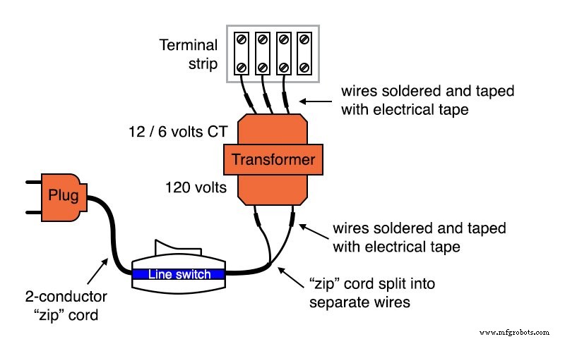 Transformatorbasiertes Netzteil: Sichere 12-VAC-Schritt-Down-Schaltung aufbauen