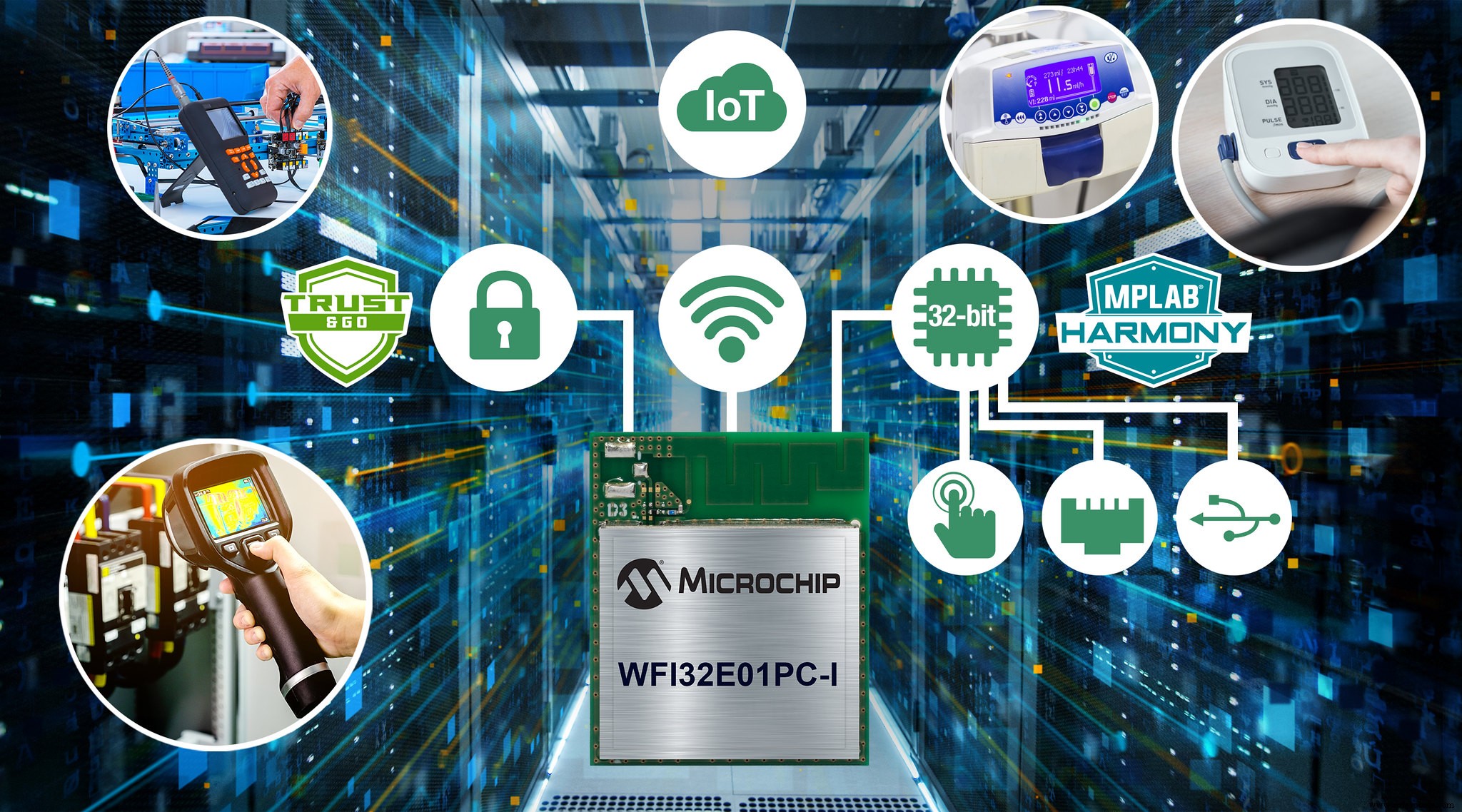 Sicherer 32-Bit Wi-Fi MCU Modul vor-provisioniert für Cloud Konnektivität