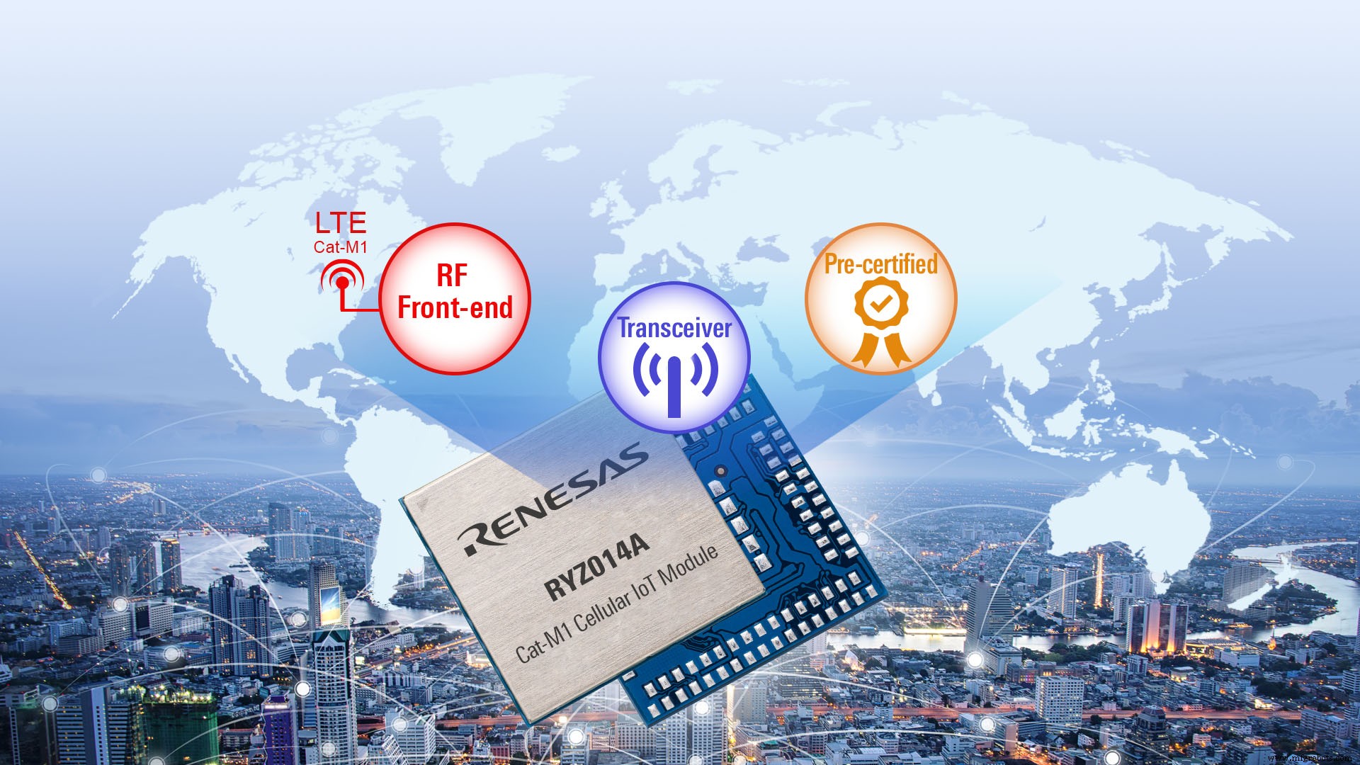 Renesas bringt RYZ014A LTE-Cat-M1 IoT-Modul für globale zelluläre Konnektivität