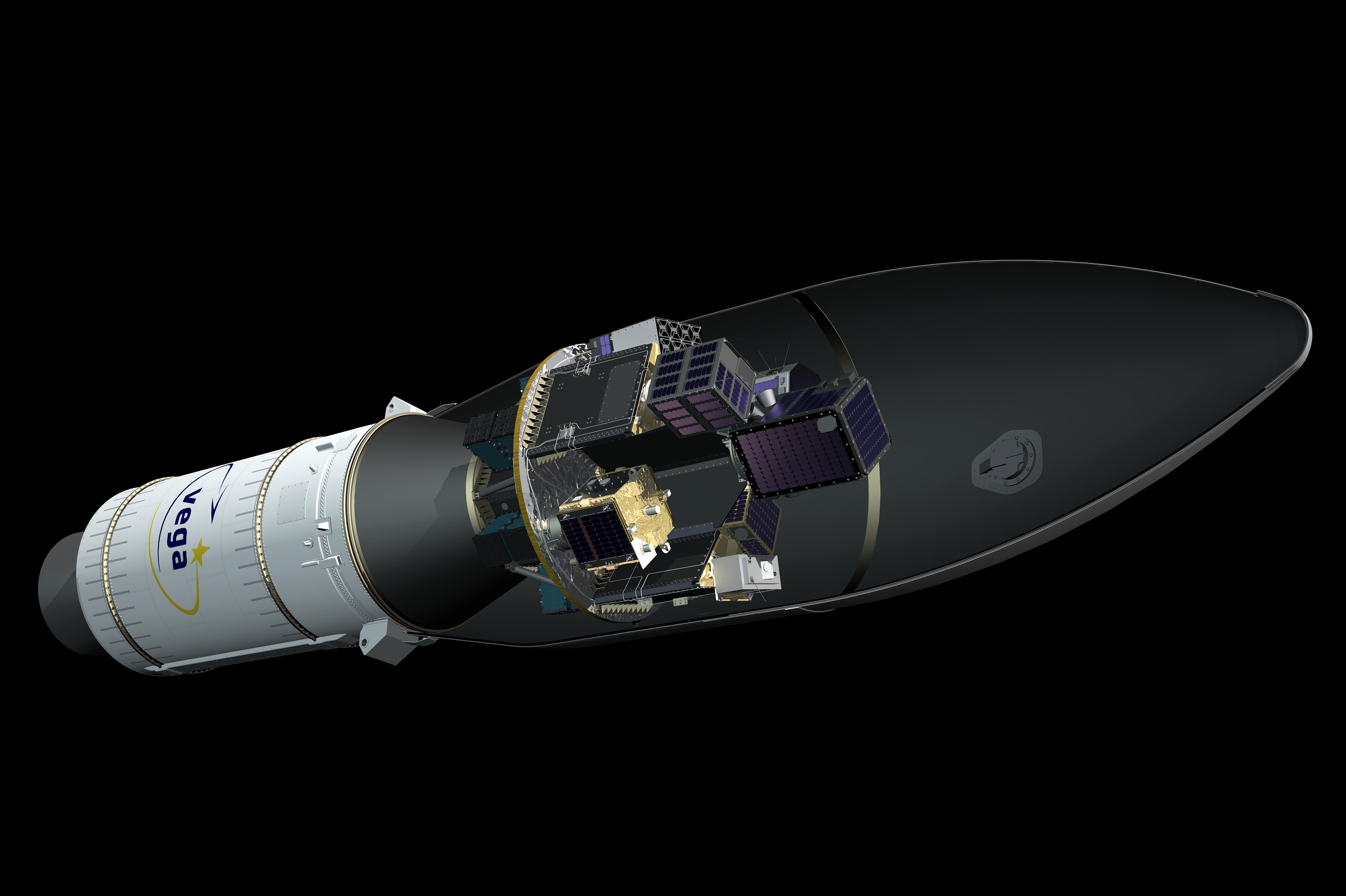 Vega VV16 startet Bercella Composite-Dispenserstruktur mit 50+ Mikrosatelliten in Orbit