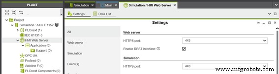 PLCnext Engineer Simulation maximieren: Verbindung zu Node‑RED via REST