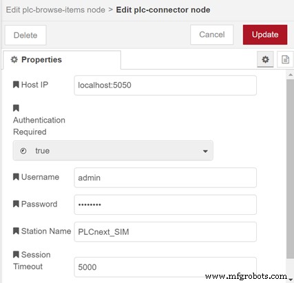 PLCnext Engineer Simulation maximieren: Verbindung zu Node‑RED via REST